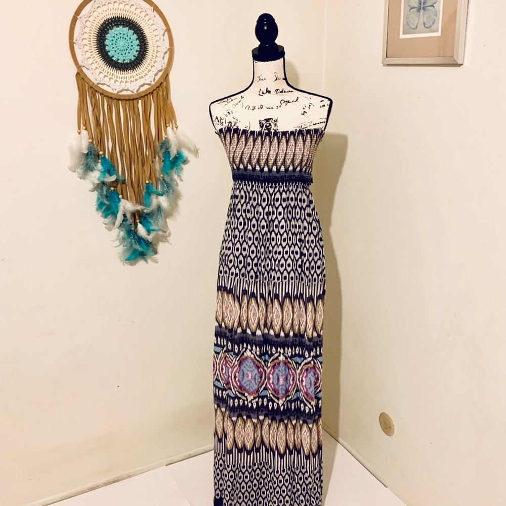 Bringing sexy back! Anthropologie Strapless Silk Maxi!